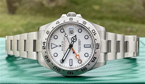 rolex polar white face watch.